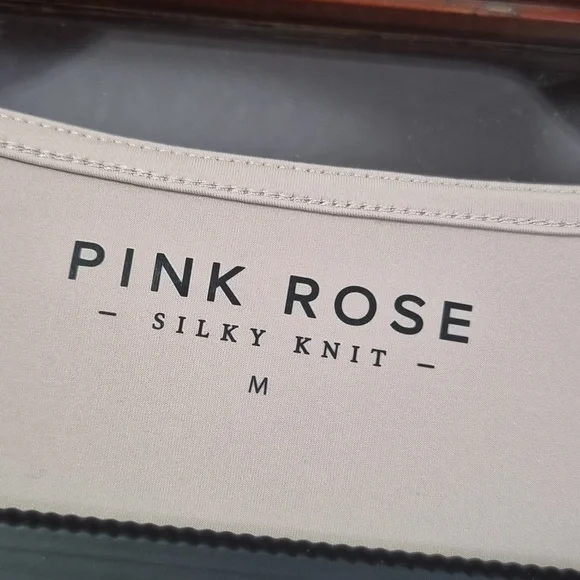 Pink Rose Long Sleeve Square Neck Ruched Top in Light Taupe - Picture 2 of 4